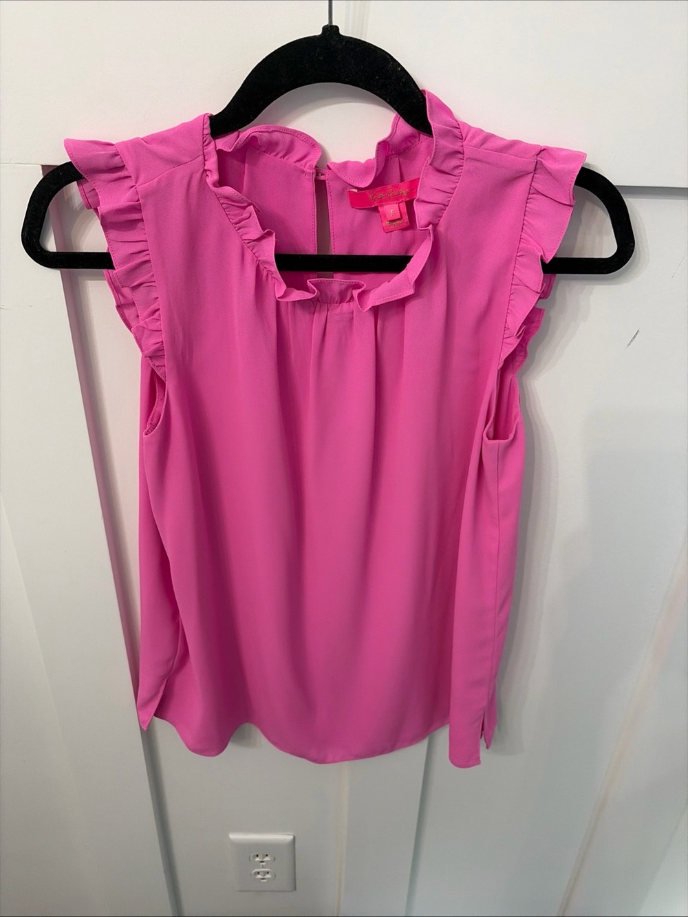 Bright Pink Ruffle Sleeve Women’s Top-Lilly Pulitzer-Small